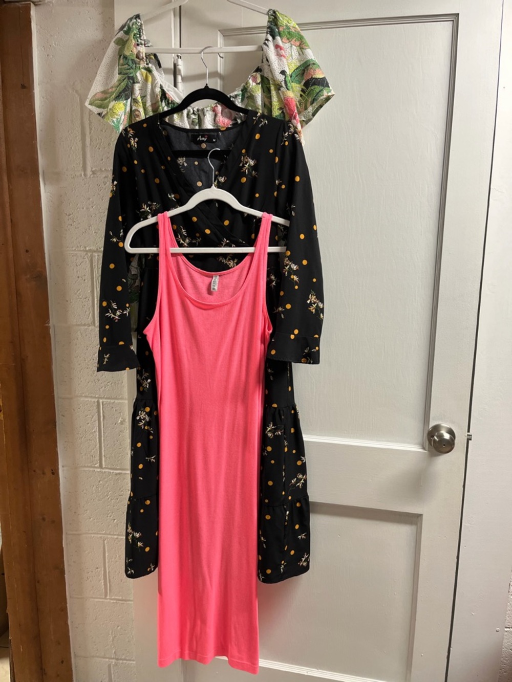 Lot of 3! Guess Floral off shoulder dress/black floral midi/long hot pink dress